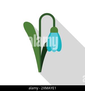 Blue snowdrop flower blooming with green leaves in springtime Stock Vector