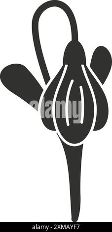 Black silhouette of a saffron flower bud growing, isolated on a white background Stock Vector