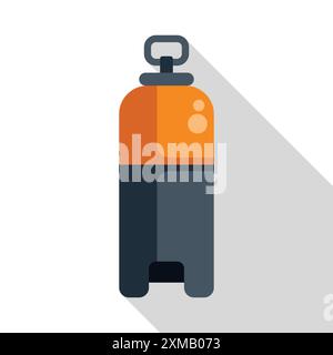 Oxygen tank icon in flat style illustrating scuba diving equipment with long shadow Stock Vector