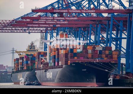 Container terminal Tollerort, container ships are loaded and unloaded ...