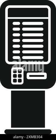 Black glyph icon for self ordering payment terminal kiosk standing on white background Stock Vector