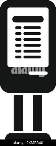 Black glyph icon of an interactive city information kiosk displaying useful data for residents and tourists Stock Vector