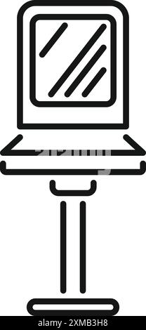 Line art icon of a dressing table with a mirror, perfect for interior design projects Stock Vector
