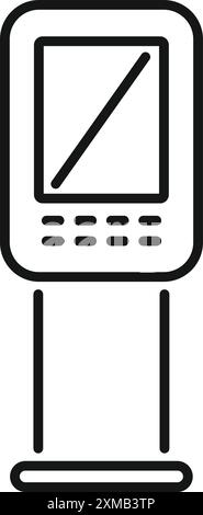 Payment terminal standing on the floor, showing an empty screen ...