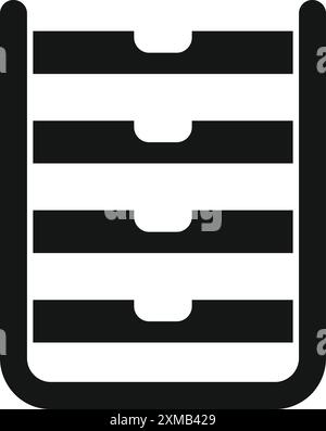 Simple icon of an archive cabinet with four drawers for storing files Stock Vector