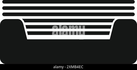 Simple black and white icon of an office paper tray full of paper Stock Vector