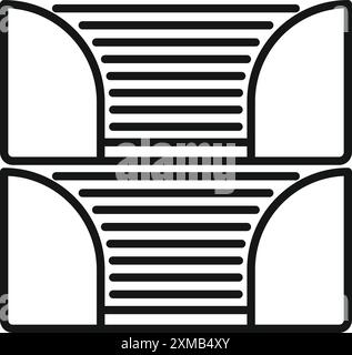 Architectural detail featuring a modern double window with horizontal blinds, providing privacy and a sleek aesthetic Stock Vector