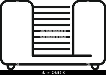 Simple line icon of a toaster with slices of toast inside, representing breakfast preparation and kitchen appliances Stock Vector