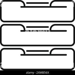 Line icon representing a data storage system, symbolizing organization and archiving of files Stock Vector