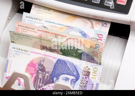 Georgian money -  lari in the counting machine Stock Photo