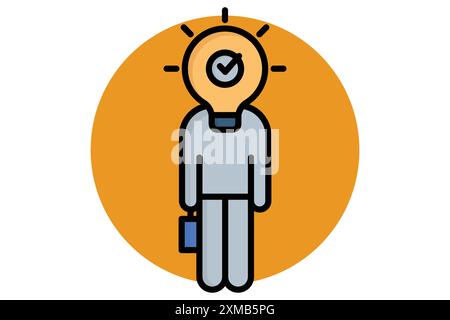 Brand awareness icon. people with lightbulb. icon related to recognize. colored outline icon style. business elements vector illustration Stock Vector