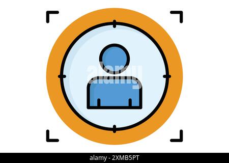 Customer focus icon. people with target. icon related to business start up. colored outline icon style. business elements vector illustration Stock Vector