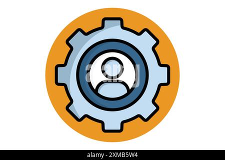 Human resource icon. people in gear. icon related to manage. colored outline icon style. business elements vector illustration Stock Vector