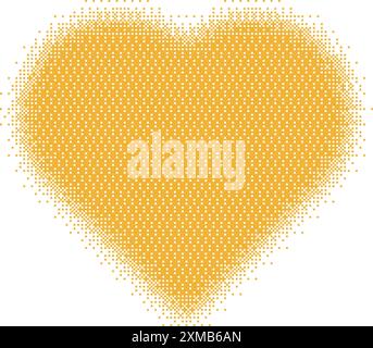 Gothic yellow heart with grunge texture and halftone gradient. Y2K Gradient dot gothcore style. Flat vector illustration isolated on white background. Stock Vector