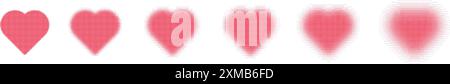 Gothic red heart with grunge texture and halftone gradient. Y2K Gradient dot gothcore style. Flat vector illustration isolated on white background. Stock Vector