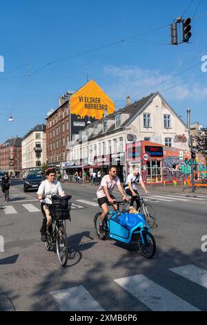 The Norrebro district in Copenhagen, lively, multicultural and student neighbourhood, main street Norrebrogade, Denmark Stock Photo