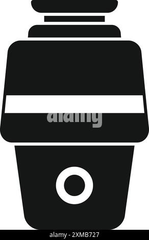 Simple black icon of a modern electric food waste disposal unit, a handy appliance for any kitchen Stock Vector