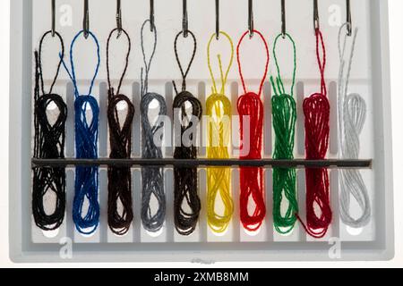 Sewing kit, sewing thread and sewing needles, already threaded, various colours, ready to sew, hotel amenities Stock Photo