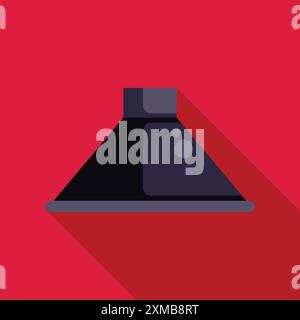 Kitchen exhaust hood extractor fan filtering cooking steam, modern flat design illustration with long shadow on red background Stock Vector