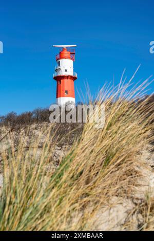 Small Borkum lighthouse, out of service since 2003, still serves as an antenna support for the Ems traffic safety system, North Sea island of Borkum Stock Photo