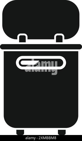 Simple black glyph icon for multicooker with open lid, isolated illustration on white background Stock Vector