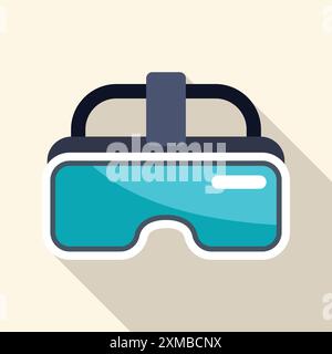 Virtual reality headset creating immersive experience with long shadow Stock Vector