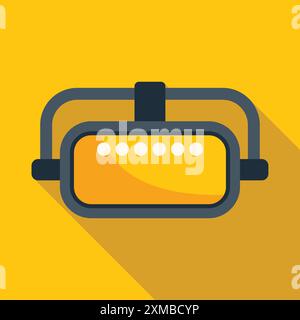Virtual reality device showing augmented reality experience with a bright yellow background Stock Vector