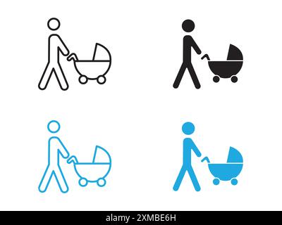 Babysitter icon vector line logo mark or symbol set collection outline style Stock Vector