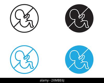 Abortion of fetus icon vector line logo mark or symbol set collection outline style Stock Vector