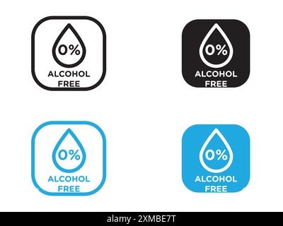 Alcohol free icon vector line logo mark or symbol set collection outline style Stock Vector