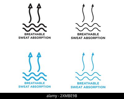 Breathable sweat absorption icon vector line logo mark or symbol set collection outline style Stock Vector