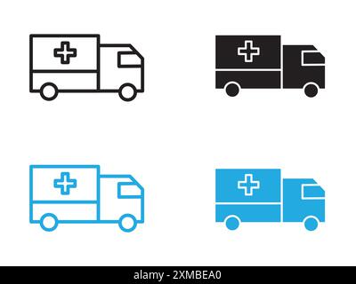 Ambulance icon vector line logo mark or symbol set collection outline style Stock Vector