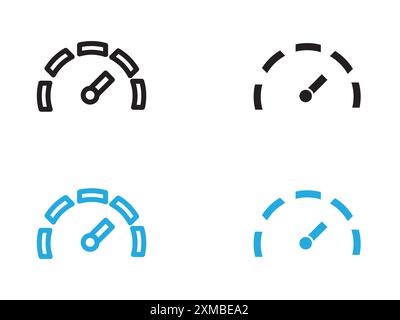 Car speedometer icon vector line logo mark or symbol set collection outline style Stock Vector