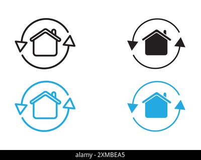 360 degree house icon vector line logo mark or symbol set collection outline style Stock Vector