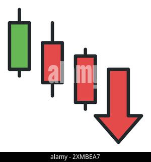 Downtrend Candlestick Chart vector financial charts concept colored icon or design element Stock Vector