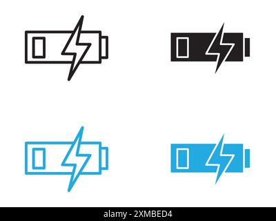 Charging battery icon vector line logo mark or symbol set collection outline style Stock Vector