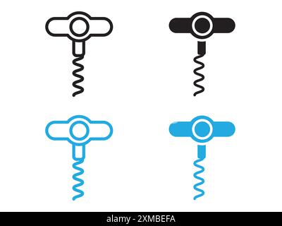 Corkscrew opener icon vector line logo mark or symbol set collection outline style Stock Vector