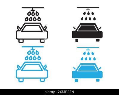 Car wash shop icon vector line logo mark or symbol set collection outline style Stock Vector