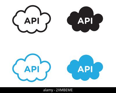 Cloud API icon vector line logo mark or symbol set collection outline style Stock Vector