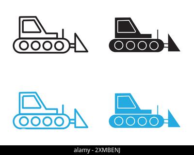 Bulldozer icon vector line logo mark or symbol set collection outline style Stock Vector