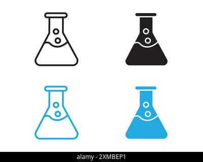Chemical flask icon vector line logo mark or symbol set collection outline style Stock Vector