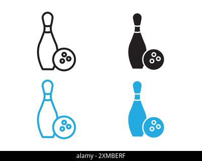 Bowling icon vector line logo mark or symbol set collection outline style Stock Vector