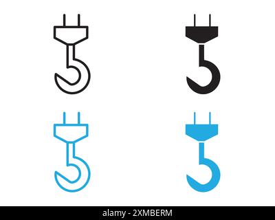 Crane hook icon vector line logo mark or symbol set collection outline style Stock Vector