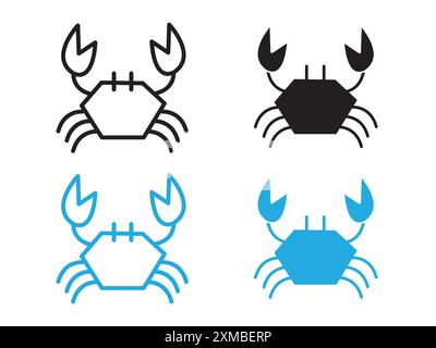 Crabs icon vector line logo mark or symbol set collection outline style Stock Vector