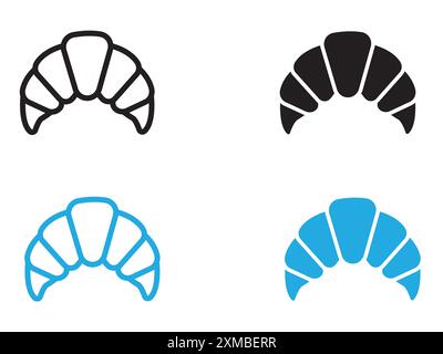 Croissant icon vector line logo mark or symbol set collection outline style Stock Vector