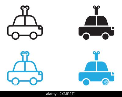 Clockwork car toy icon vector line logo mark or symbol set collection outline style Stock Vector