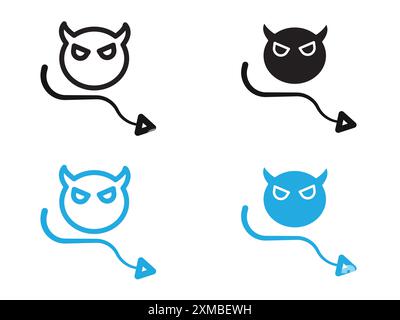 Demon devil icon vector line logo mark or symbol set collection outline style Stock Vector