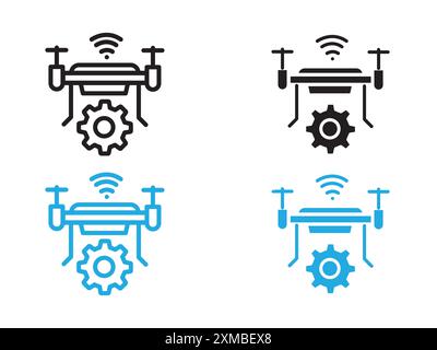 Drone Technology icon vector line logo mark or symbol set collection outline style Stock Vector