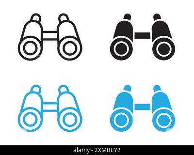 binoculars icon vector line logo mark or symbol set collection outline style Stock Vector