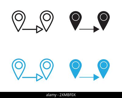 Destination distancing icon vector line logo mark or symbol set collection outline style Stock Vector